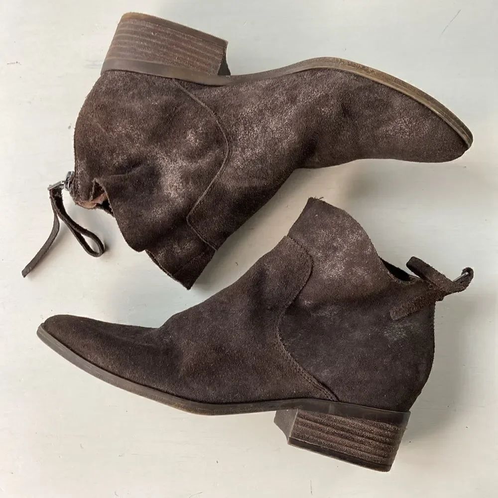 Lucky 🍀 Brand Metallic Brown Leather Suede Cowgirl Boho Ankle Boots Size 7 M